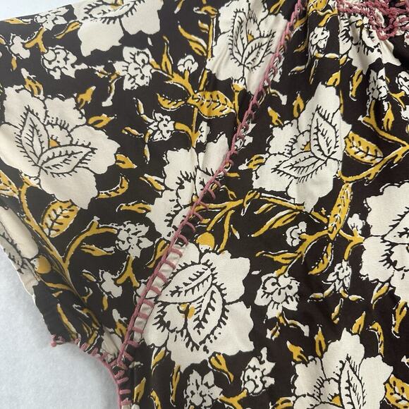 Natural Life Maxi Dress Women M Brown Floral Thick Stitching Boho Muumuu Country - Picture 5 of 16